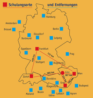 Schulungsorte Entfernungen